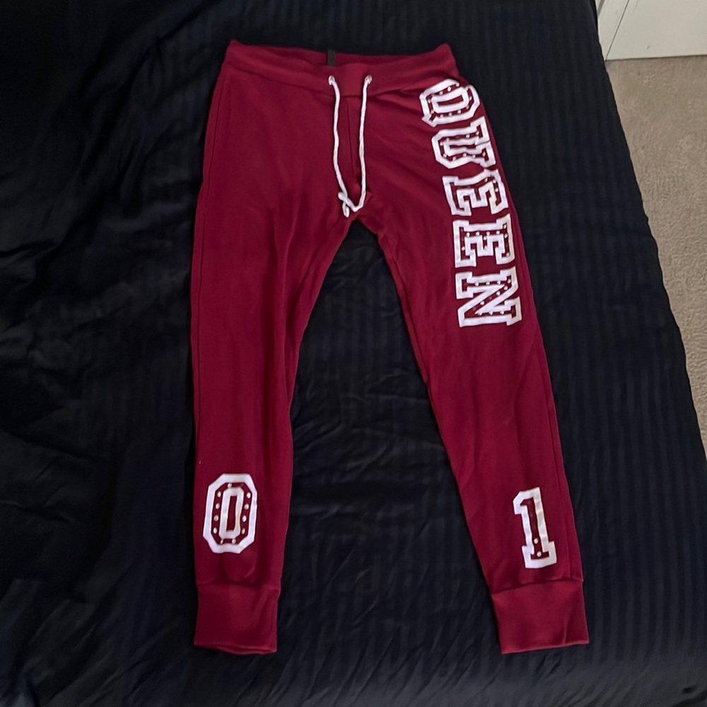 burgundy joggers